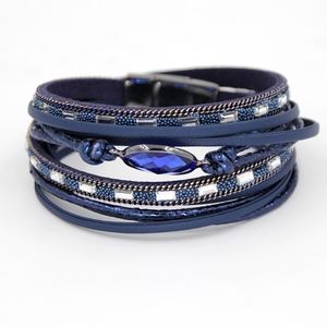 Leather wrap bracelet - Blue